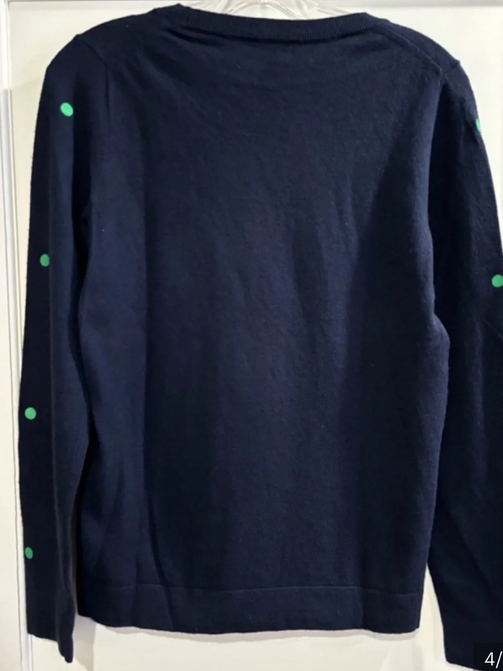 J. Crew NEW Teddie Merino Wool Polka Dot Crewneck Sweater Blue Green Womens XS